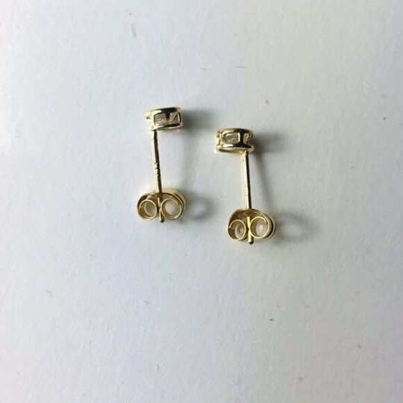 14k earrings gold stud earrings simple earrings minimalist earrings CZ earrings - Picture 5 of 8